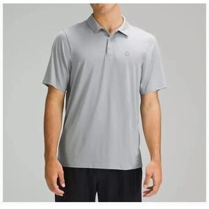 Lululemon Polo Shirt Mens XL Grey Stretch Short Sleeve Performance Gym Golf